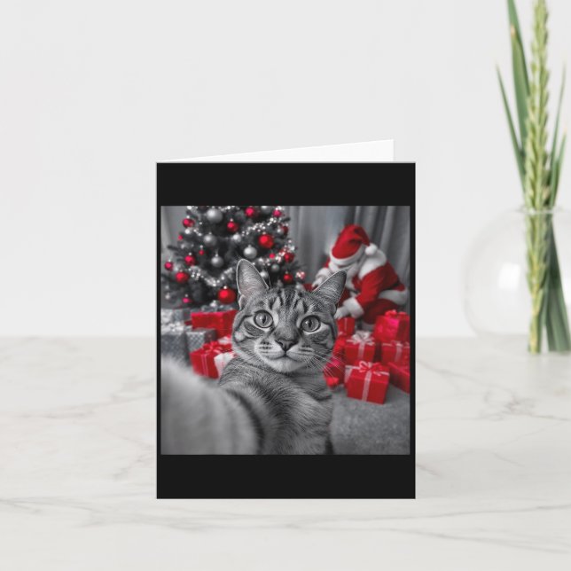 Tarjeta Gracioso Selfie De Gato Con Meme De Navidades De S (Anverso)