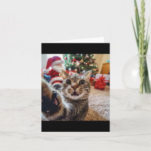 Tarjeta Gracioso Selfie De Gato Con Navidades De Santa