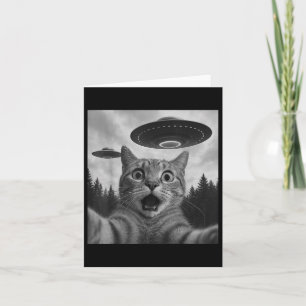 Tarjeta Gracioso Selfie De Gato Con Ufos