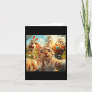 Tarjeta Gracioso Selfie De Gato De Pascua Con Adultos Cone