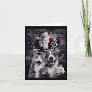 Tarjeta Gracioso Selfie De Perro Y Gato Con Navidades De S
