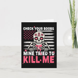 Tarjeta Gracioso Skeleton Cinta Rosa Soporte Cáncer de Mam