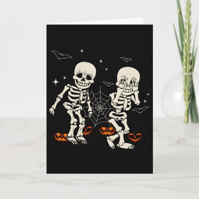 Tarjeta Gracioso Skeleton Kids Griddy dance Halloween Tric (Anverso)