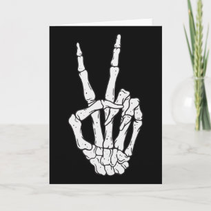 Tarjeta Gracioso Skeleton Manos Firma de paz Amor Hallowee