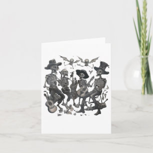 Tarjeta Gracioso Skeleton Skull Bailando Canto Rock Ba