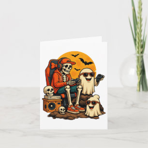 Tarjeta Gracioso Skeleton Video Game Halloween Gaming Game