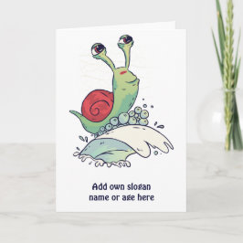 Tarjeta Gracioso Surfista Snail Surfing Tomando A Un Adole