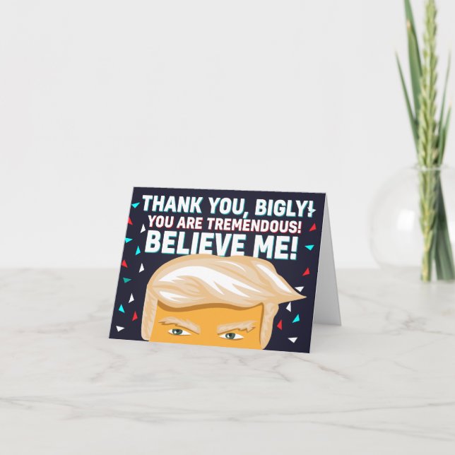 Tarjeta Gracioso tema de Donald Trump, gracias (Anverso)