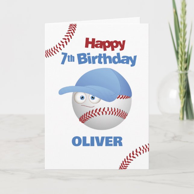Tarjeta Gracioso tema del béisbol de cumpleaños 7 (Anverso)