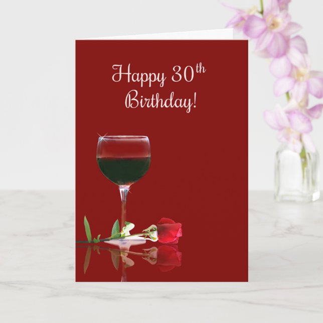Tarjeta Gracioso tema del vino Feliz cumpleaños número 30 (Orquídea)