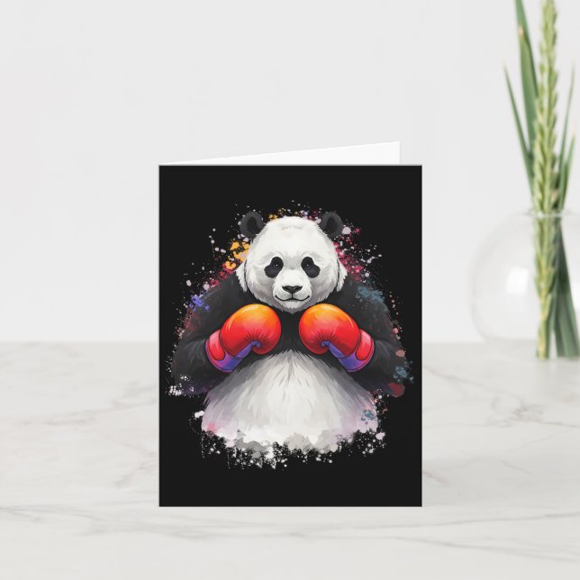 Tarjeta Gracioso Watercolor Art Boxing Panda Boxer Con Box (Anverso)