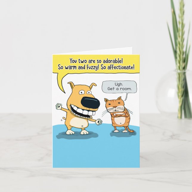 Tarjeta Gracioso y lindo aniversario de perro y gato (Anverso)