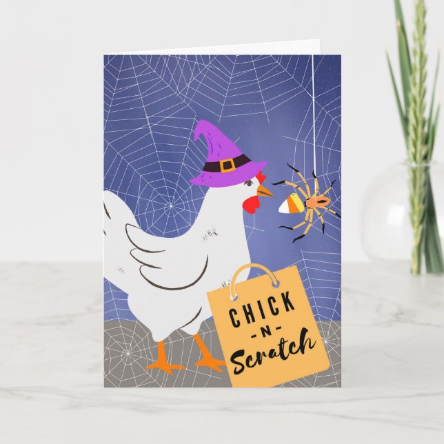 Tarjeta Graciosos agujeros de halloween para gallina (Anverso)