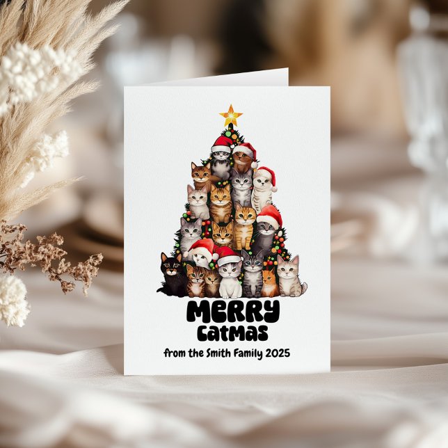 Tarjeta Graciosos Gatos Con Santa Sat Navidades De Árboles (Subido por el creador)