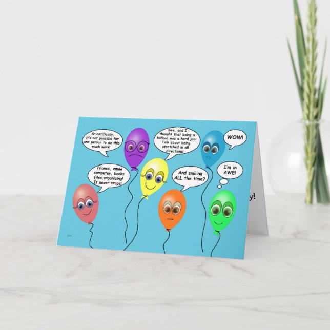 Tarjeta Graciosos globos de helio para el Día de Administr (Anverso)