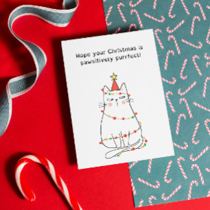 Tarjeta Graciosos Navidades de gato festivo