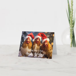Tarjeta Graciosos Navidades de pollos traseros Felices Fie