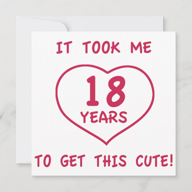 Tarjeta Graciosos regalos de cumpleaños número 18 (Corazón (Anverso)