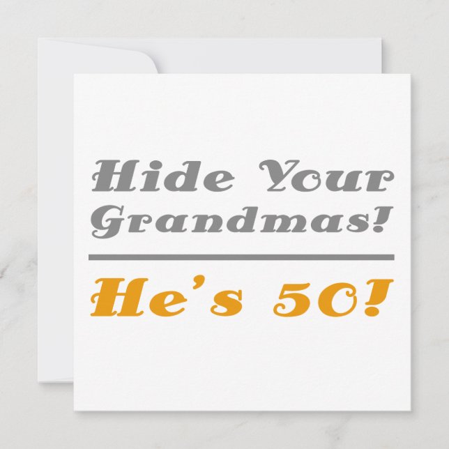 Tarjeta Graciosos regalos de cumpleaños número 50 para él (Anverso)