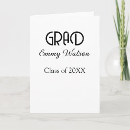 Tarjeta Grad bold letter graduation name class of 20XX sim