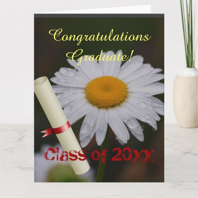 Tarjeta Grad Class Fancy Personaliza Nombre Floral Daisy (Anverso)
