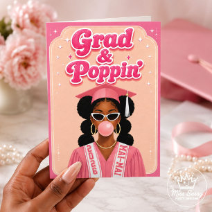 Tarjeta Grad & Poppin' Bubblegum Rosa Graduación