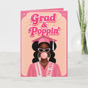 Tarjeta Grad & Poppin’ Tendencia Rosa Graduación Burbujas