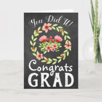 Grad Rustic Chalkboard y Flores