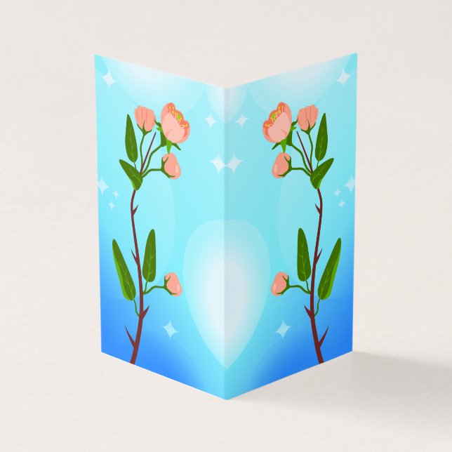 Tarjeta Gradiente azul del cielo con rama de primavera flo (Exterior)