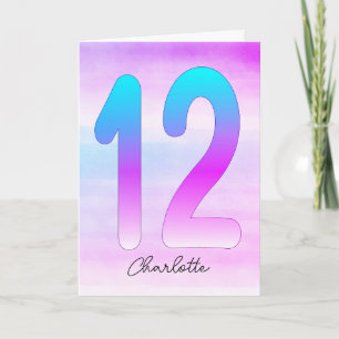 Tarjeta Gradiente azul púrpura 12º cumpleaños