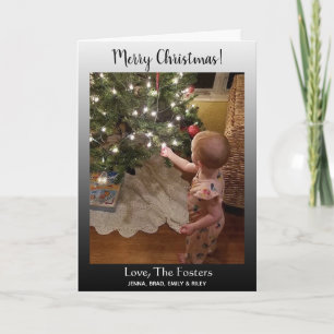 Tarjeta Gradiente Black Classy Merry Christmas Family Phot