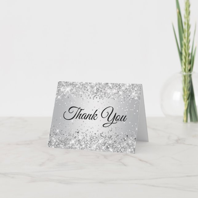 Tarjeta Gradiente de Plata Brillante Gracias (Anverso)