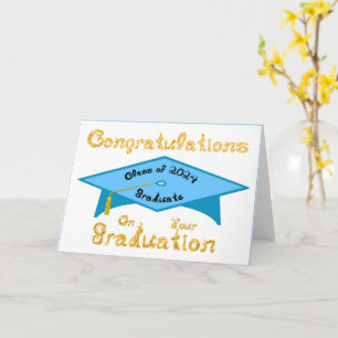 Tarjeta Grado azul verde azulado Cap Black Gold Graduate C