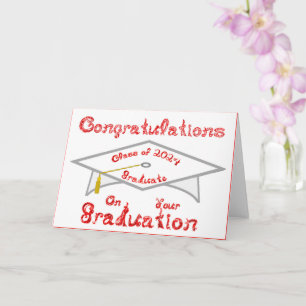 Tarjeta Grado blanco Grado de graduado rojo Clase 2024 Gor