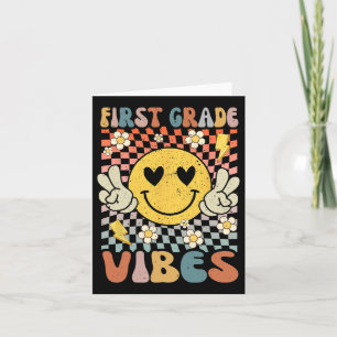 Tarjeta Grado Vibes 1.ᵉʳ Grado Maestro Retro 1er Día De Sc