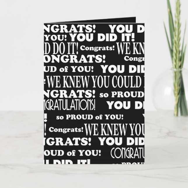 Tarjeta Grados de felicitaciones negro y blanco (Anverso)