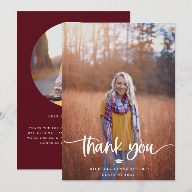 Tarjeta Graduación 2 Foto Gracias (Anverso / Reverso)
