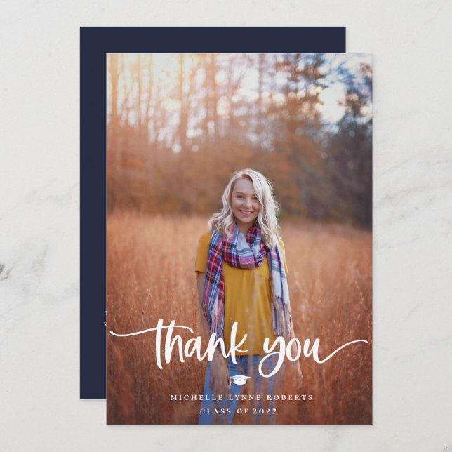 Tarjeta Graduación 2 Foto Gracias (Anverso / Reverso)