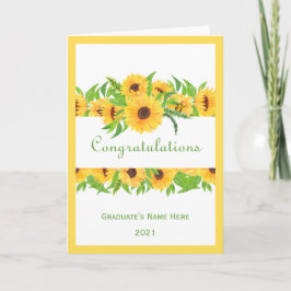 Tarjeta Graduación Amarillo Nombre Floral Año Felicitacion