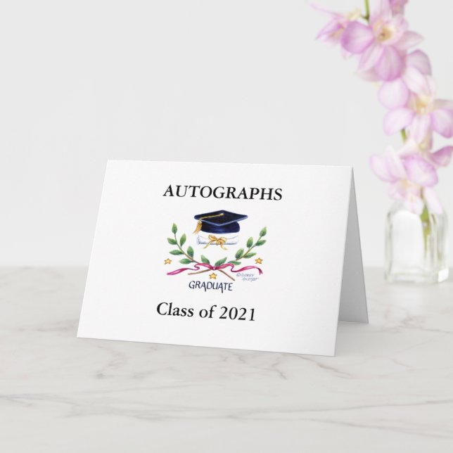 Tarjeta Graduación Autografías Firmas Keepsake Card (Orquídea)