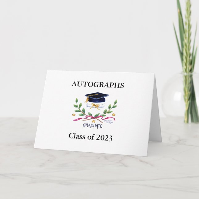 Tarjeta Graduación Autografías Firmas Keepsake Card (Anverso)