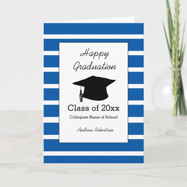 Tarjeta Graduación azul personalizada (Anverso)