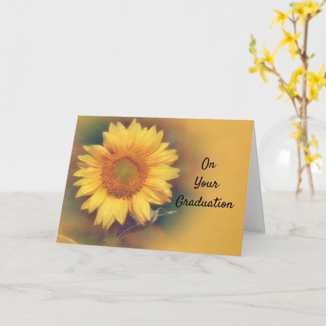 Tarjeta Graduación Brillante De Girasol Para Cualquiera (flor amarilla)