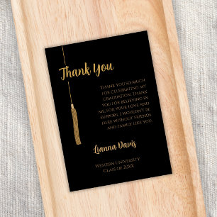 Tarjeta Graduación clásica de tacaño de oro negro gracias