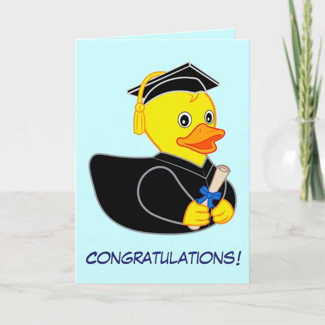 Tarjeta Graduación con el dibujo animado Ducky de goma (Anverso)
