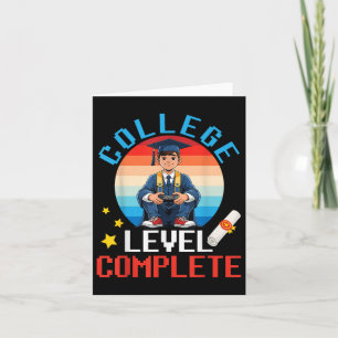 Tarjeta Graduación Cute Boy Gamer Nivel de Escuela Complet