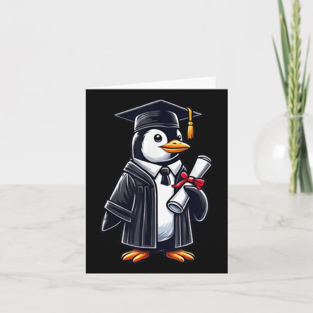 Tarjeta Graduación Cute Pingüino (Anverso)