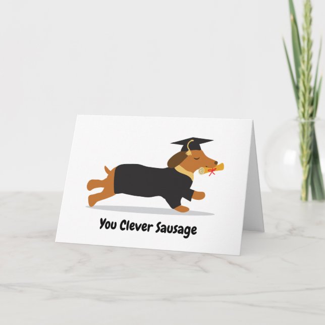 Tarjeta Graduación Dachshund Perro Sausage (Anverso)