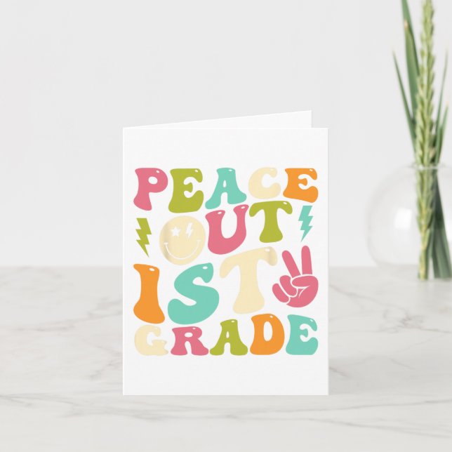 Tarjeta Graduación de 1º Grado Groovy El Último Día De La  (Anverso)
