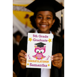 Tarjeta Graduación de 5° grado de Bechuza Rosa